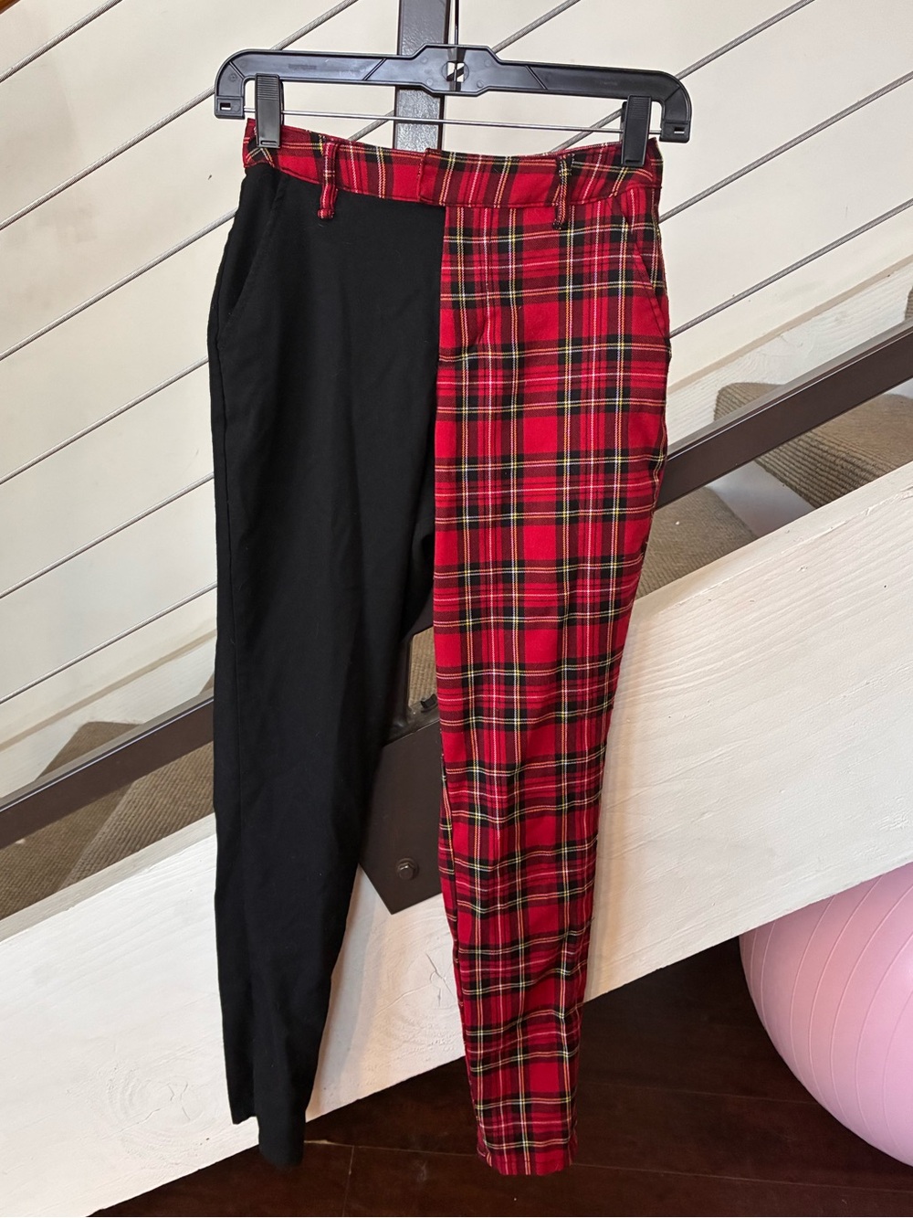 Hot Topic Black and Red Plaid Split Chinos